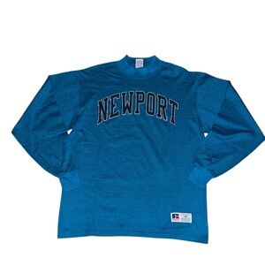 Vintage Russell athletic Newport long sleeve shirt blue medium destination